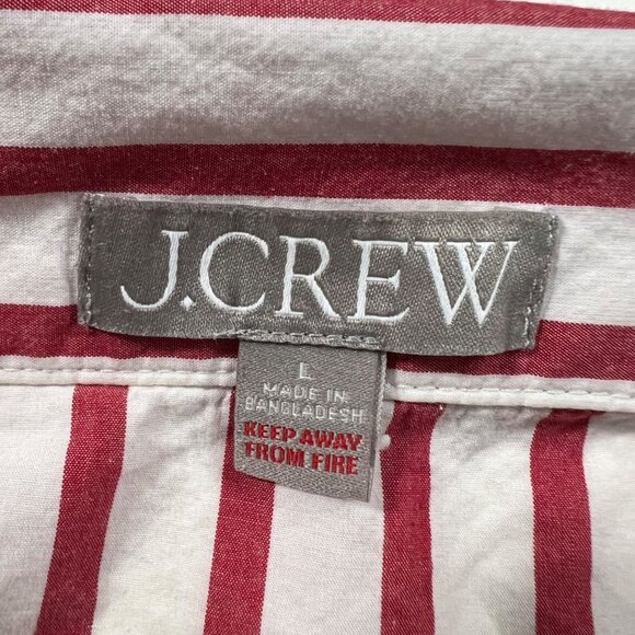 J.Crew Re-Imagined Red & White Striped Cotton Poplin Pajama Top L - Picture 2 of 10
